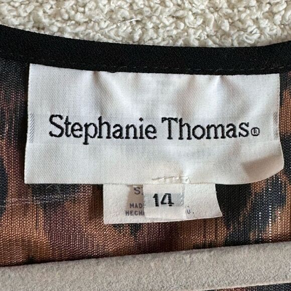 Vintage Stephanie Thomas cardigan Womens sz 14 Animal print metallic fuzzy New - Picture 14 of 14